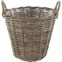 Frank-Flechtwaren Pflanzkorb "Rattan", maxi - Garten-Zubehör in der Trendfarbe Koboo-Grey, stabil und schön verflochten, ideal zum Bepflanzen mit seitlichen Griffen für einfachen Transport.