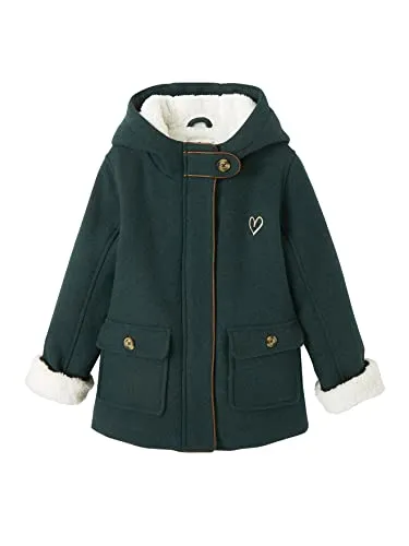 Vertbaudet Mädchen Wintermantel dunkelgrün aus Recycling-Polyester 110 - Stylischer Wintermantel mit gefütterter Kapuze und praktischem Reißverschluss. Ideal für kalte Tage, schützt zuverlässig und sieht dabei toll aus.