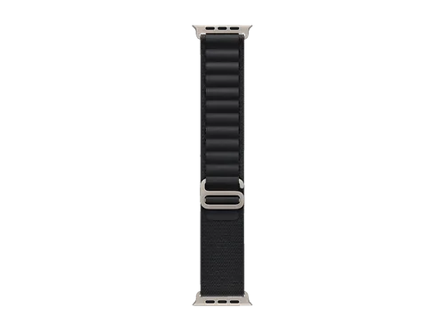 APPLE 49 mm Alpine Loop (S) Ersatzarmband in Schwarz - Smartwatch Zubehör mit robustem, nahtlosem Design aus zwei Gewebeschichten und korrosionsbeständigem Titan-G-Haken für sicheren Halt.