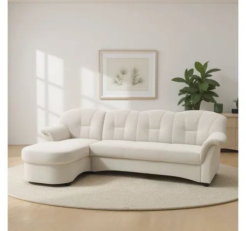 DOMO collection Ecksofa Flores Schlafsofa - Ecksofa in L-Form mit wahlweise Bettfunktion und hochwertiger Federkern-Polsterung für optimalen Sitzkomfort, ideal für moderne Wohnzimmer.