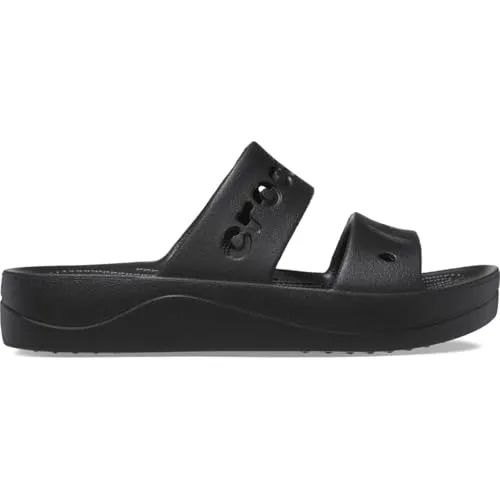 Crocs Herren Baya Platform Sandal - Bequeme Sandalen in Schwarz, 41/42 EU - Damenmode mit erhöhten Außensohlen und zwei Riemen, leicht und flexibel für 360° Komfort.