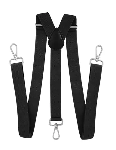 axy Herren Hosenträger mit 3 robusten Karabiner Verschluss 2,5 cm breit Y-Form stufenlos verstellbar (Dunkelgrau)
