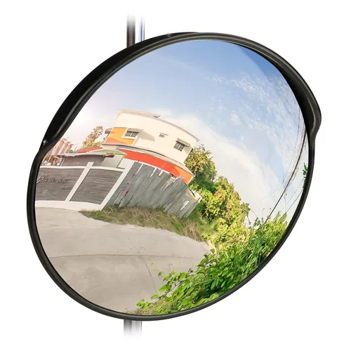 Verkehrsspiegel Weitwinkelspiegel Panoramaspiegel - Wetterfester Sicherheitsspiegel in Schwarz, ideal für erhöhte Sichtbarkeit im Straßenverkehr, Maße 60x60 cm, leicht und robust, perfekt für den Außenbereich.