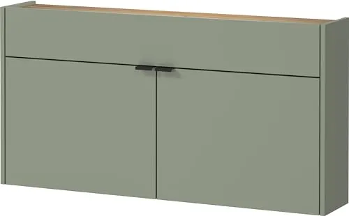 Germania Hängender Mehrzweckschrank 1398-629 GW-Ameca - Schuhschrank in Taupegrün/Eiche, mit geringer Tiefe, ideal für schmale Flure. Verstellbare Einlegeböden und geräuschlos schließende Türen bieten individuelle Gestaltungsmöglichkeiten.