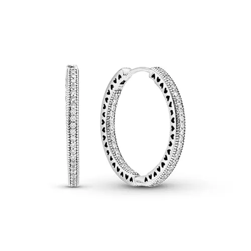 PANDORA Kreolen "Unendliche Herzen" Silber mit Zirkonia - Ohrringe für Damen aus Sterling-Silber, mit Cubic Zirkonia und ausgestanzten Herzen, für einen eleganten Look. Ideal zum Kombinieren oder solo tragen – klassisch und modern zugleich.
