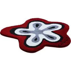 Badteppich Grund COLANI 1 - 100 x 100 cm in Rot-Schwarz - Badvorleger, stilvoller Teppich aus hochwertigem Polyacryl, rutschfest und perfekt für ein modernes Badezimmerdesign.