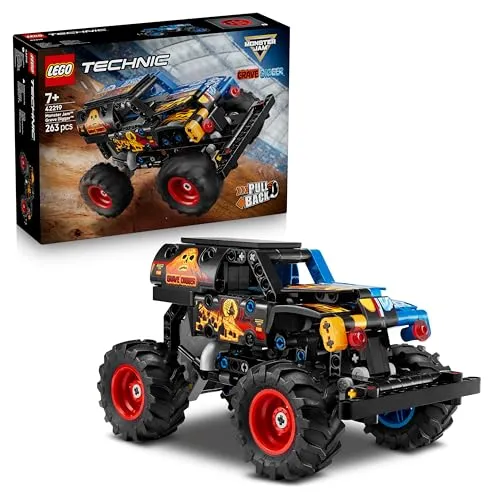 LEGO Technic Monster Jam Grave Digger Feuer und Eis - Monstertruck mit Rückziehmotor - Bau dir den LEGO Technic Monstertruck Grave Digger mit Rückziehmotor! Ab 7 Jahren, ideal für kreative Rollenspiele und actionreichen Spielspaß. Perfekte Geschenkidee für kleine Monster Jam Fans!