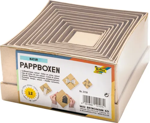 Pappboxen im Natur Design 12er-Set, verschiedene Größen #2160.5008
