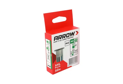 Arrow Niete Blindnietmutter RN M4, Ø6x10,5 mm, 50 Stück, Aluminium Nietmuttern mit M4 Gewinde
