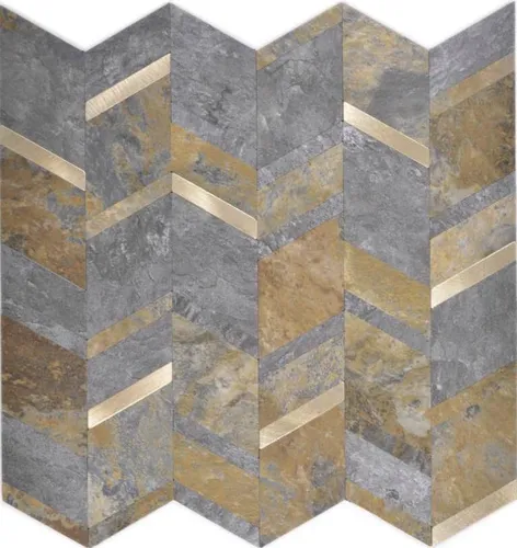 Pfeil Vinyl Steinoptik Rost Gold selbstklebend - Selbstklebende Wand- und Deckenfliesen im rustikalen Steinlook, ideal für kreative Renovierungsprojekte. 10 Stück pro Packung für eine einfache und schnelle Anbringung.