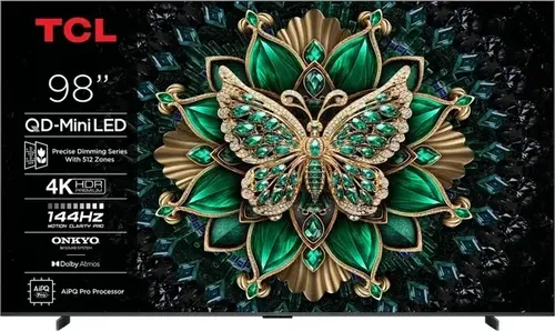 TCL 98Q6CX7 QLED Mini LED-Fernseher 98 Zoll - Fernseher mit 4K Ultra HD, Google TV und Dolby Vision für ein beeindruckendes Seherlebnis in großem Format.
