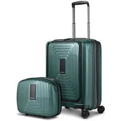 Redolz Essentials 14 Kofferset 2 tlg. Kabinentrolley mit Dehnfalte + Beautycase grün - Praktisches 2-teiliges Kofferset mit Kabinentrolley und Beautycase in grün. Ideal für Reisen, mit Dehnfalte für zusätzliches Gepäckvolumen.