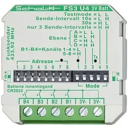SCHALK Funk-Sender FS3 U4 3V DC – 4-Kanal Sendemodul - Vielseitiger Funk-Sender für die Steuerung von Schaltmodulen im Schalk Funk-System. Mit 4 Kanälen und einer Reichweite von bis zu 50 m ideal für die flexible Ansteuerung elektrischer Verbraucher.