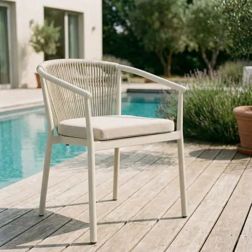 IDIMEX Gartenstuhl TAVOLO (6 St) - Stuhlset für Garten & Terrasse mit modernem Rope-Design, pflegeleichtem Aluminiumgestell und wasserabweisenden Sitzkissen für höchsten Sitzkomfort. Stapelbar für platzsparende Lagerung.