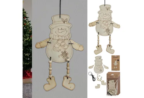 CEPEWA Dekofigur DIY 3D Bastelset Schneemann 12er Set inkl. 100cm Band 11x21x0,1cm MDF