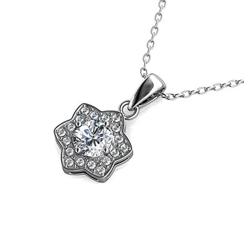 Juwelier Nagel Silber-Kette Anhänger | Hals-Schmuck | Mit Zirkonia im Brillantschliff | 925 Sterling Silber | Vergoldet mit 18K Weißgold | Princess