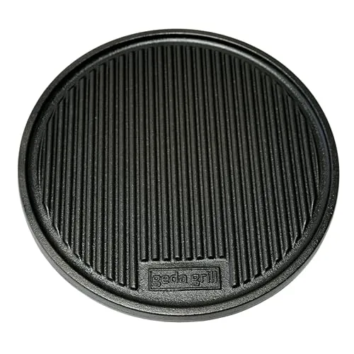 GEDA Grill Gusseisen Grillplatte 32,5 cm, doppelseitig verwendbar - Vielseitige Gusseisen Grillplatte mit 32,5 cm Durchmesser. Ideal für Steak, Fisch und Gemüse. Bereits vorgebrannt mit Pflanzenöl für natürliche Antihaftwirkung. Perfekt für Grillabende und große Portionen.