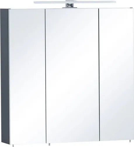 WELLTIME Spiegelschrank "Kent" – Made in Germany, nachtblau, 70cm - Moderner Spiegelschrank mit LED-Beleuchtung und praktischen Steckdosen. Ideal für stilvolle Badezimmergestaltung. Hochwertiger Holzwerkstoff sorgt für Langlebigkeit und Funktionalität.