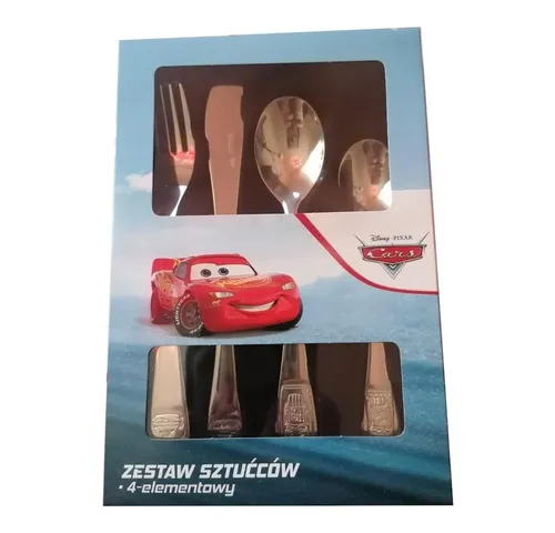Disney Pixar Kinderbesteck Cars - 4-teiliges Edelstahlset für kleine Autofans - Bestecksets mit leuchtenden Cars-Motiven, perfekt für Kinderhände, spülmaschinenfest und langlebig – macht jede Mahlzeit zum Erlebnis!