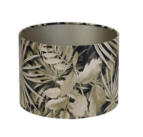 Dirk Davids Lampenschirm Zylinder Velours Palme Sepia 20 cm - Eleganter Lampenschirm für Tisch- und Stehleuchten, gefertigt aus hochwertigem Velours in Braun mit botanischem Design. Perfekt für stimmungsvolle Beleuchtung.