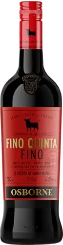 Osborne Sherry Fino Quinta – Hochwertiger, trockener Sherry, hergestellt nach dem Solera-Verfahren aus Andalusien in Spanien mit 15% vol. (1 x 0,75l)