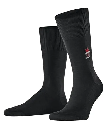 FALKE Herren Socken Airport M So Wolle Baumwolle einfarbig 1 Paar, Schwarz Black 3000 Santa Chimney, 43-44