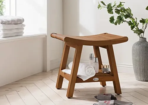 Destiny Badhocker SPA & LIVING, Japan Style mit Ablagefach - Eleganter Hocker aus hochwertigem Teakholz (52x35,5x45,5cm) mit praktischem Ablagefach – ideal für stilvolle Wohnräume und Outdoor-Bereiche.