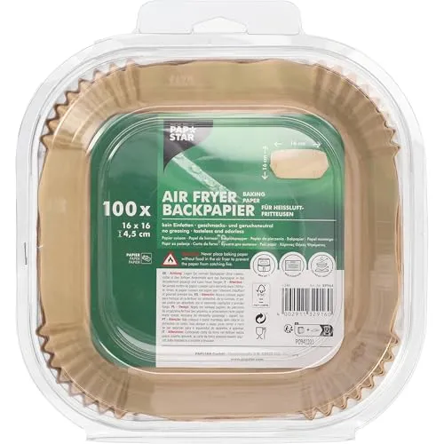 PAPSTAR, 100 Backpapiere 16 cm x 16 cm x 4,5 cm braun für Heißluftfritteusen