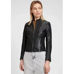 Lederjacke MAURITIUS "GWKeili LASV" für Damen in Schwarz - Funktionsjacke aus 100% Schafsleder, modischer Schnitt und praktischen Reißverschlusstaschen – ideal für stilvolle Auftritte auch bei kühleren Temperaturen.