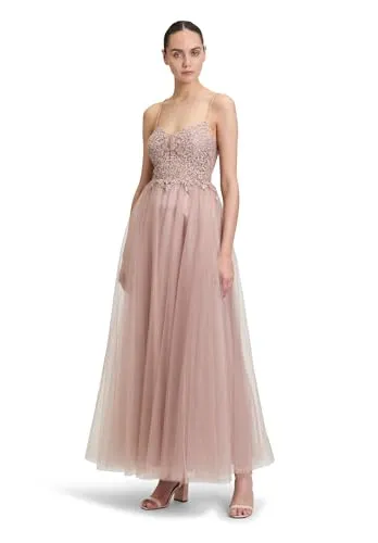 Vera Mont Damen Abendkleid mit Stickerei Fawn, 40 - Elegantes Abendkleid für Damen, taillierte Passform und rückenfreies Design für einen atemberaubenden Look bei besonderen Anlässen.