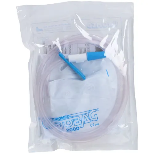 Urinbeutel Cystobag Uromed mit Rücklaufventil 2000ml - Praktischer Urinbeutel mit 2.000 ml Volumen und 110 cm Schlauchlänge. Ideal für den Einsatz im Pflegebereich, ausgestattet mit Rücklaufventil und Ablasshahn für eine einfache Handhabung.
