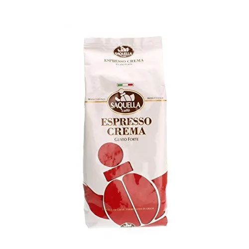 Saquella Classic Espresso Crema 1kg - Kaffee mit 60% Robusta-Anteil, bietet intensiven Geschmack und kräftigen Espressogenuss, ideal für Siebträger und Vollautomaten.