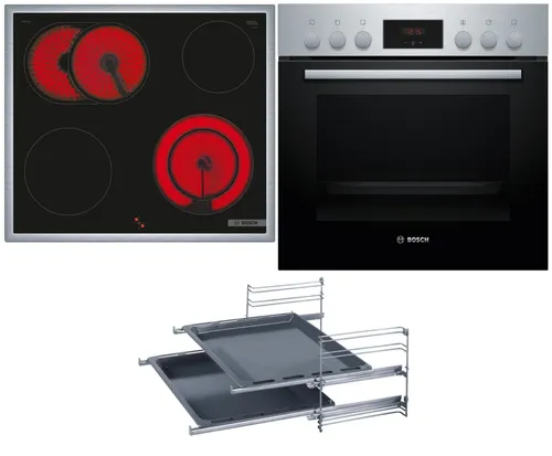 BOSCH HND211RS63 Serie 4 Einbauherdset - Einbauherdset mit Glaskeramikkochfeld, Energieeffizienzklasse A, ideal für moderne Küchen mit 66 l Garraum.
