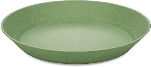 KOZIOL Connect Plate Nature Leaf Green - 4er-Set stapelbare Teller - Teller Set für drinnen und draußen, aus einem innovativen Kunststoff-Holz-Mix, spülmaschinengeeignet und ideal für stilvolle Anlässe.