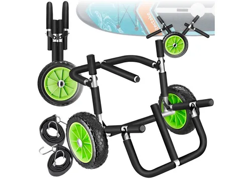 tectake® Klappbarer Transportwagen für Surfbrett - Praktischer Trolley für bis zu 2 Stand Up Paddling Boards, mit rostfreiem Aluminiumrahmen und leichtgängigen Profilreifen für einfachen Transport auf Sand und Kies.