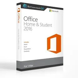 Microsoft Office 2016 Home & Student für Mac - Vielseitiges Büroanwendungssoftware-Paket für Mac-Nutzer. Enthält Word, Excel, PowerPoint und OneNote für effizientes Arbeiten und nahtlose Zusammenarbeit in der Cloud.