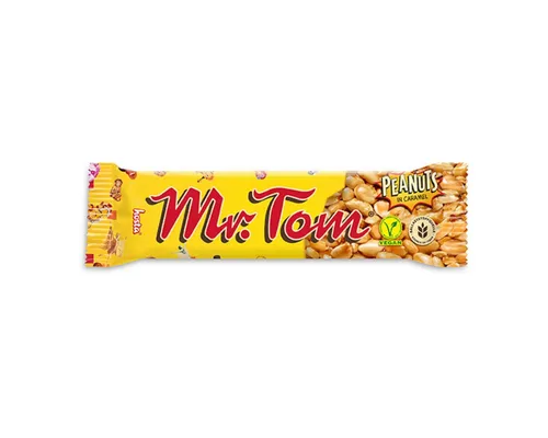 Mr. Tom Peanuts Riegel 40g - Nussriegel mit köstlichem Erdnussgeschmack, ideal für den Snack unterwegs oder als proteinreiche Zwischenmahlzeit.