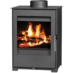 Victoria Parma SL Kaminofen - raumluftunabhängig, 5 kW, schwarz - Kaminofen der Extraklasse mit 80% Wirkungsgrad. Umweltfreundliches Heizen mit Holz, ausgestattet mit externem Verbrennungsluftanschluss und großem Brennraum für Holzscheite bis 33 cm. Ideal für moderne, dichte Wohnbauten.