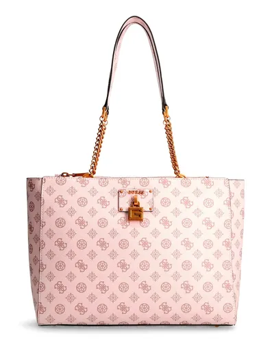 GUESS CENTRE Stage Society Tote Shell - Damentasche im eleganten Design, aus hochwertigem Kunstleder mit praktischem Reißverschluss und Außentaschen. Ideal für Freizeit, Party oder Reisen.