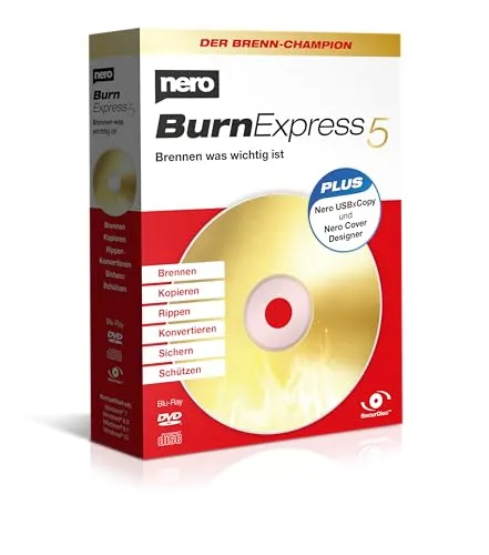 Nero Burn Express 5 - Brennen, Kopieren, Rippen und Sichern - Hobby & Freizeit: Einfaches Brennen und Sichern Ihrer Dateien mit höchster Verschlüsselung und interaktiver Hilfe. Ideal für Musik, Videos und Daten.
