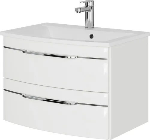 Saphir Waschtisch Serie 7045 Mineralmarmor-Waschtisch und Unterschrank, 71,5 cm breit, Waschplatz mit 2 Schubladen, Badmöbel Set mit Waschtisch