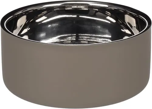 hundenapf - großer Xara Taupe Edelstahlnapf - hält Wasser und Futter länger kühl - 1,9L