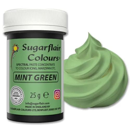 Sugarflair Lebensmittelfarbpaste Mint Green, Konzentrierte Spectral Lebensmittelfarbe für Buttercreme, Zuckerpaste, Zuckerguss, Kuchenmischungen, Macarons und mehr! - 25g