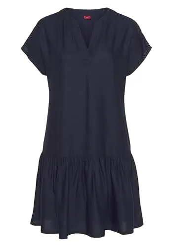 s.Oliver Blusenkleid mit Volant am Rock - Sommerkleid in legerer Form mit breitem Volant, ideal für warme Tage. Aus 100% gewebter Viskose für angenehmen Tragekomfort.