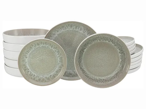 OTTO home Teller-Set modernes Teller Set, Service Novalee (18-tlg), 6 Personen, Steinzeug, hohe Haltbarkeit, spülmaschinen- & mikrowellengeeignet, Reaktivglasur