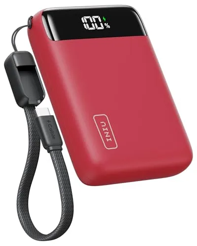 INIU Power Bank, Ultra Klein 20000mAh 22.5W Schnellladefunktion Power Bank, USB-C In&Out Externe Handyakkus, Klein Aber Stark Akkupack für iPhone 17 16 15 Pro, Samsung S25 S24, iPad, Rot