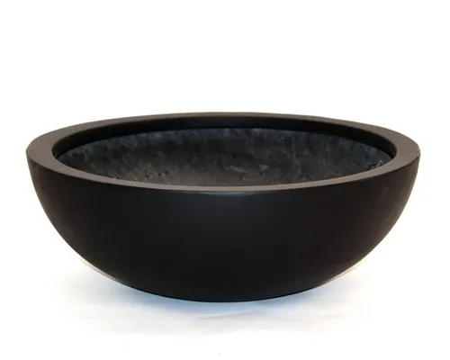Elegant Einrichten Pflanzkübel Fiberglas rund D55xH19cm schwarz-matt - Vielseitiger Pflanzkübel für Innen und Außen, handgefertigt aus robustem Fiberglas. Leicht, stabil und pflegeleicht – ideal für kreative Bepflanzungen.