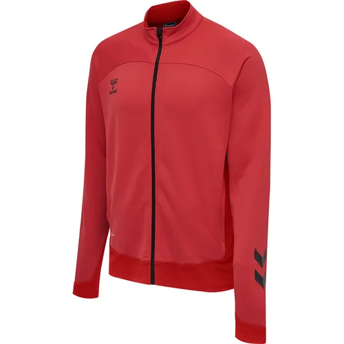 Hummel hmlLEAD POLY ZIP JACKET TRUE RED L - Funktionsjacke aus leichtem, dehnbarem Polyester mit BEECOOL Feuchtigkeitsmanagement, ideal für Sport und Freizeit. Mit durchgehendem Reißverschluss und praktischen Seitentaschen.