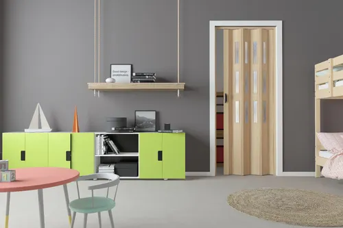 Falttür Luciana 3D esche holz mit 3 Fenster H 202 cm B 88,5 cm