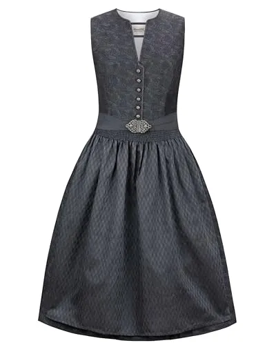 Stockerpoint Damen Dirndl Enna I Größe 32-48 – Bequemes Trachtenkleid mit Schürze - Traditionelles Dirndl Enna vereint bayerische Handwerkskunst mit modernem Design. Hergestellt aus 40 % Baumwolle und 60 % Jacquard-Polyester, sorgt es für hohen Tragekomfort und ist pflegeleicht – perfekt für festliche Anlässe.